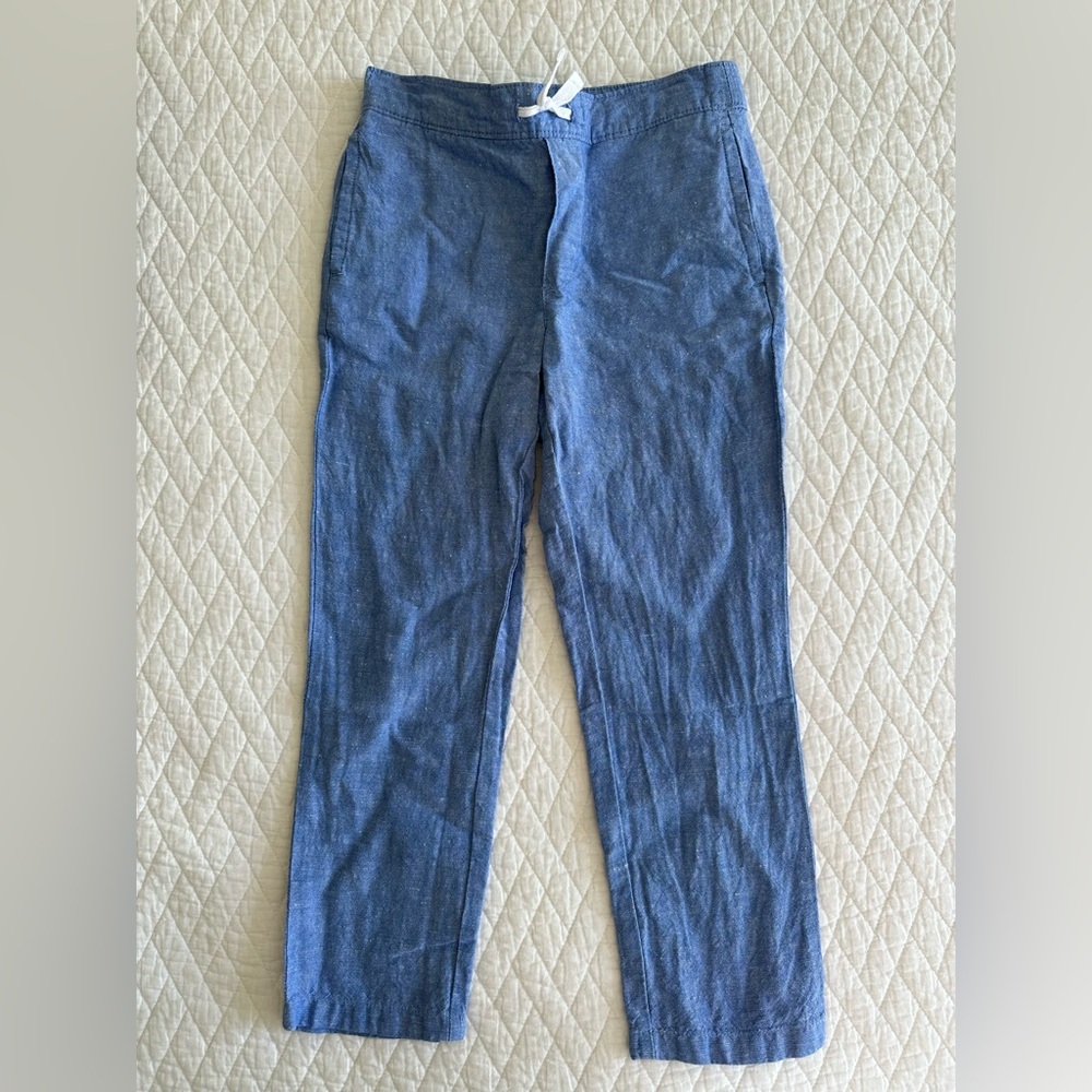 Janie and Jack Linen Pants, elastic waist, blue, Size 5